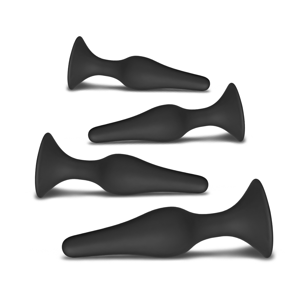 Set of Four Silicone Butt Plugs Black image 2