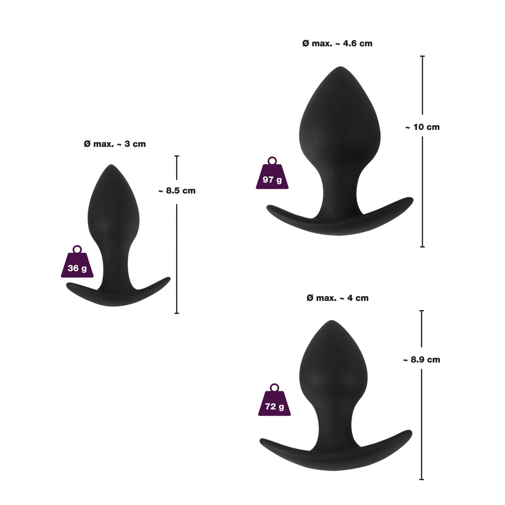 Black Velvet Silicone Three Piece Anal Training Set image 4