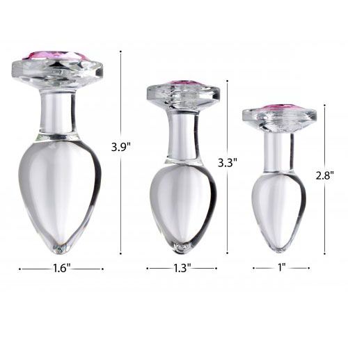 XR Pink Gem Glass Anal Plug Set image 3