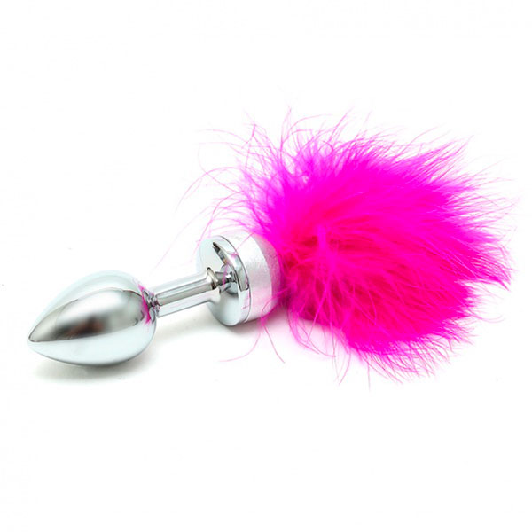 Small Butt Plug With Pink Feathers image 1