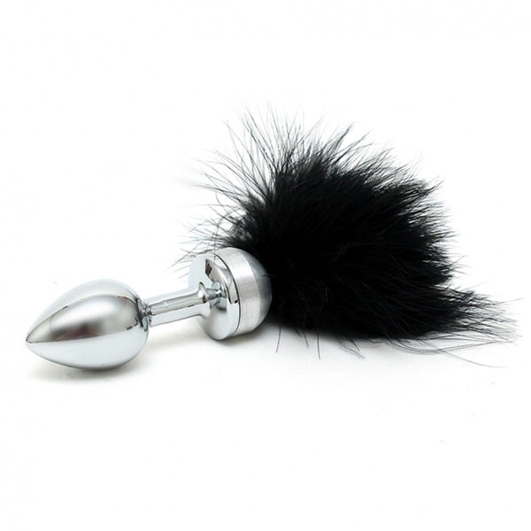 Small Butt Plug With Black Feathers image 1