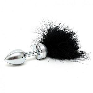 Small Butt Plug With Black Feathers