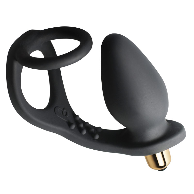 Rocks Off 7 Speed ROZen Cock Ring And Anal Plug Black image 1