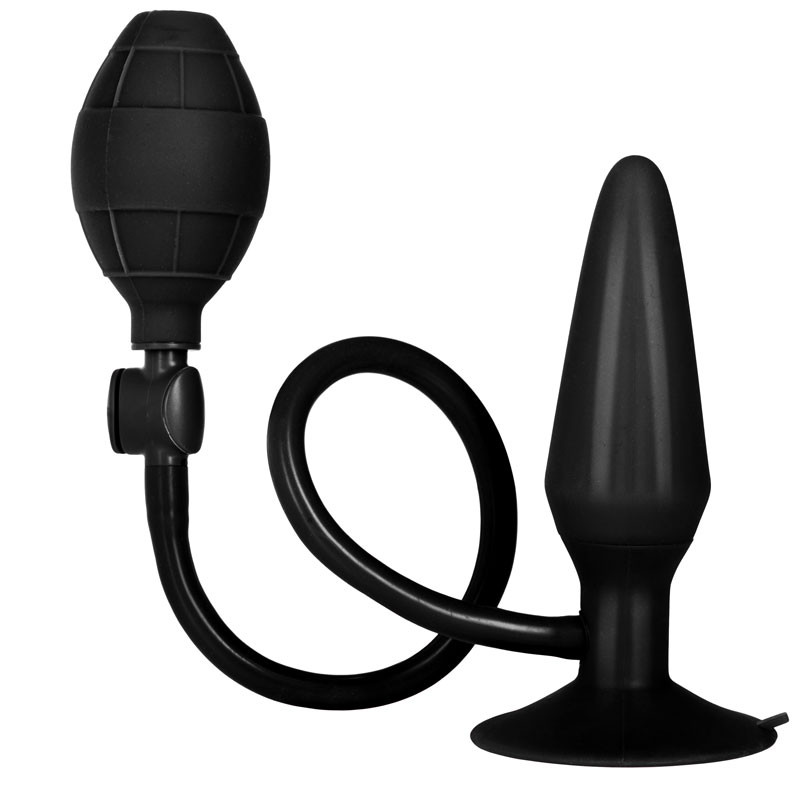 Black Booty Call Pumper Silicone Inflatable Medium Anal Plug image 1