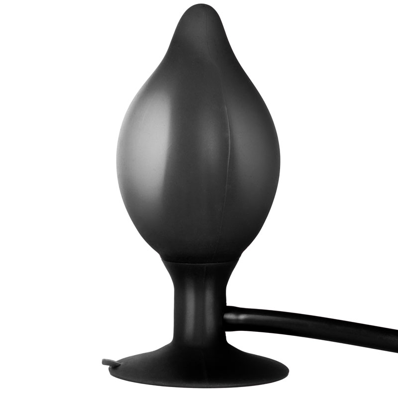 Black Booty Call Pumper Silicone Inflatable Medium Anal Plug image 2