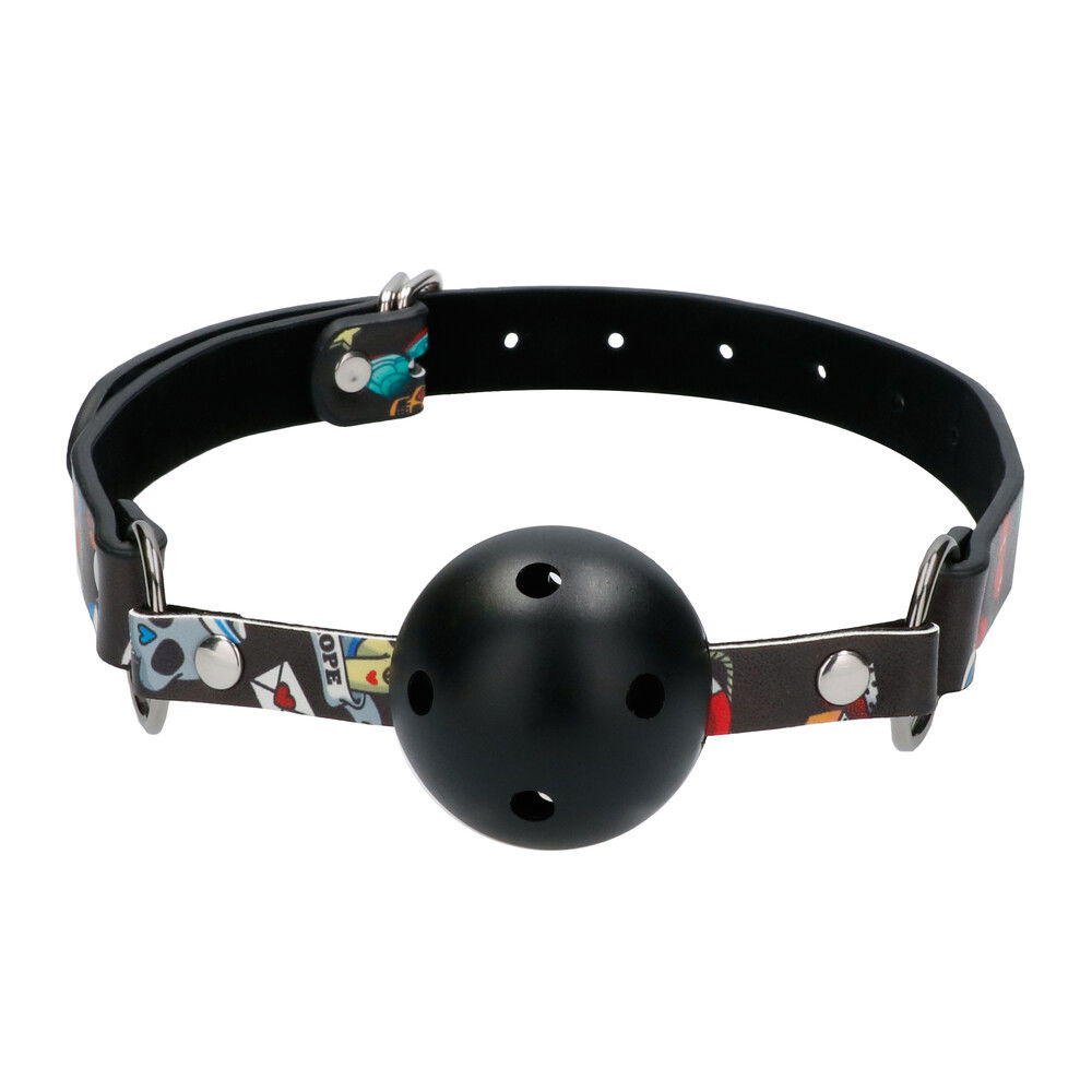 Ouch Breathable Ball Gag With Printed Leather Straps image 1