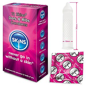 Skins Condoms Dots And Ribs 12 Pack