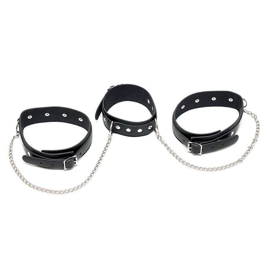 Leather Neck And Leg Chain Cuffs image 1