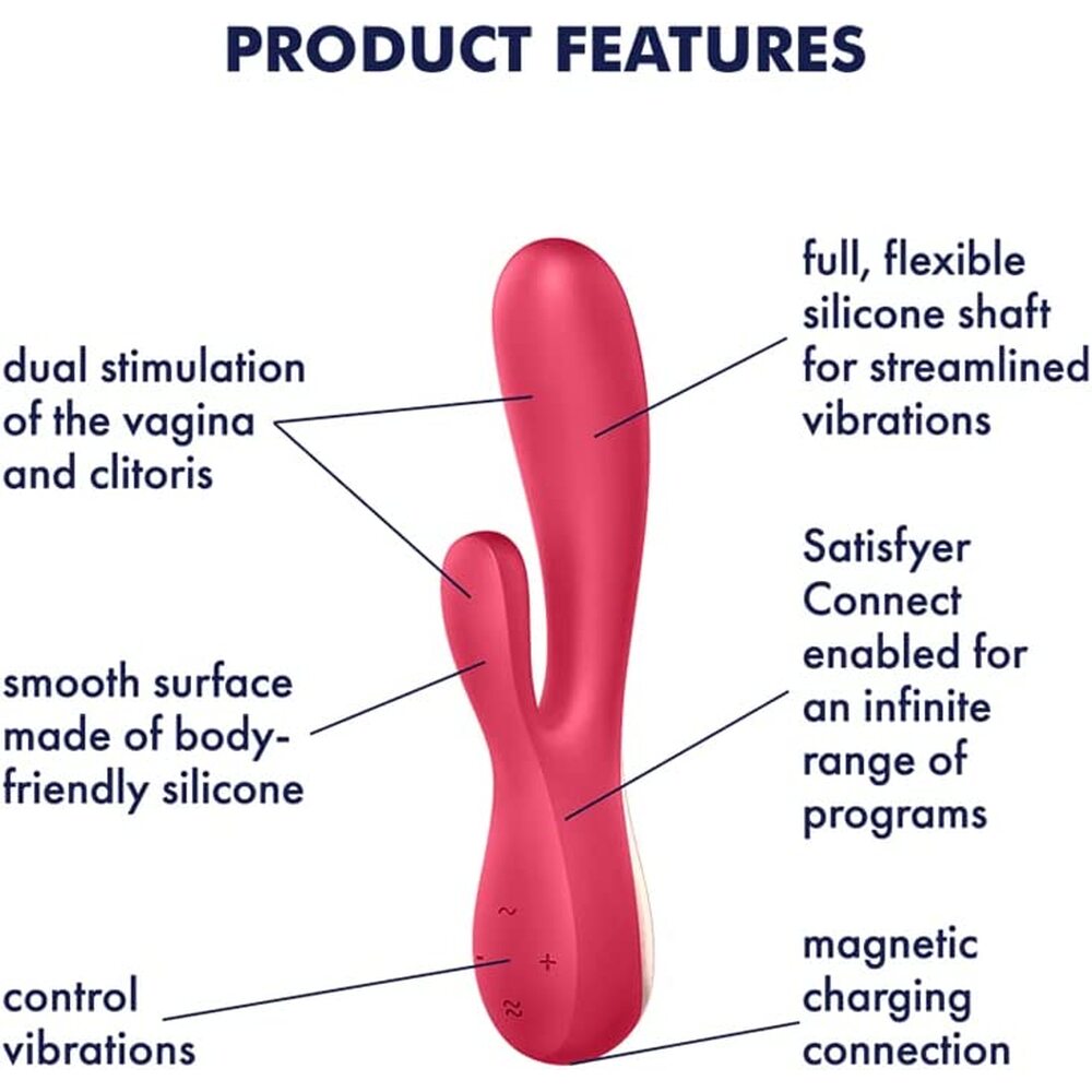 Satisfyer App Enabled Mono Flex Rabbit Vibrator Red image 3