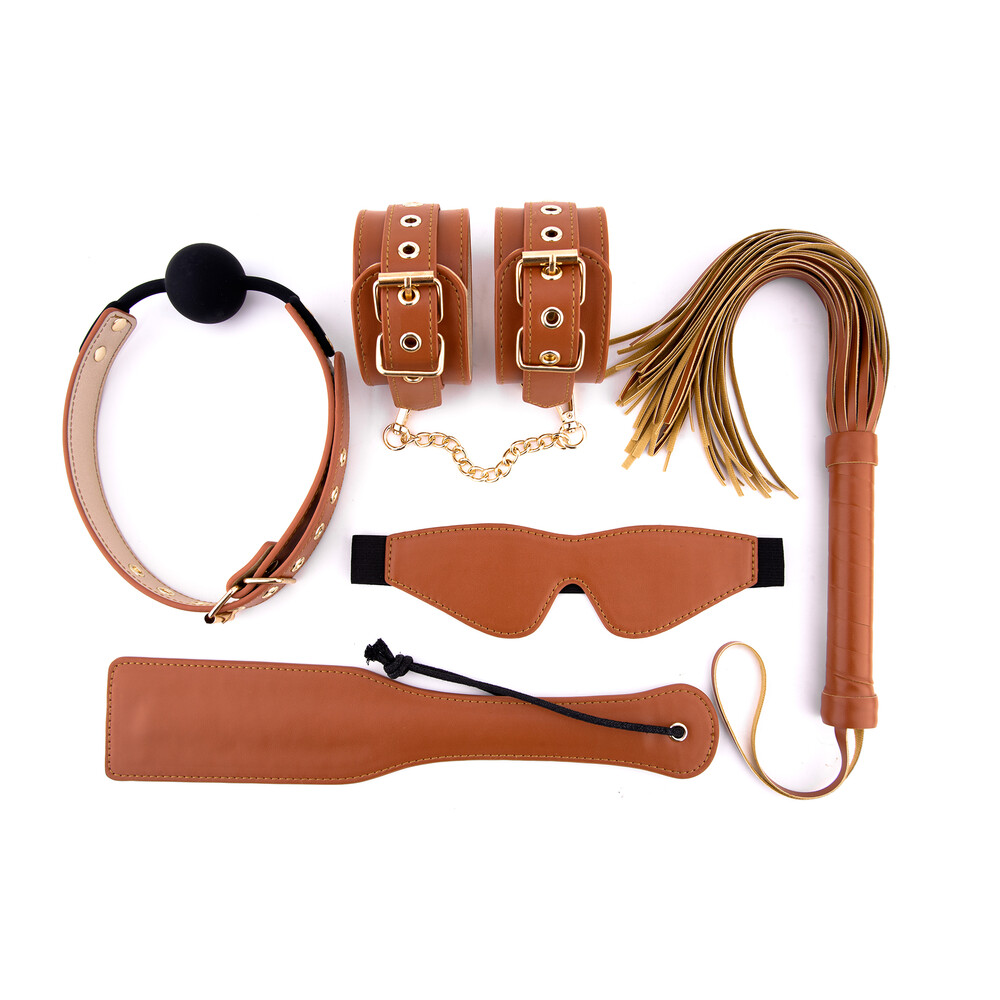 Elite BDSM Cognac Vegan Leather Set image 1