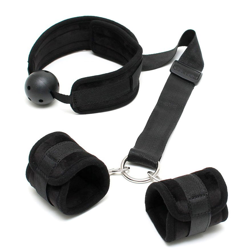 Breathable Mouth Gag With Cuffs image 1